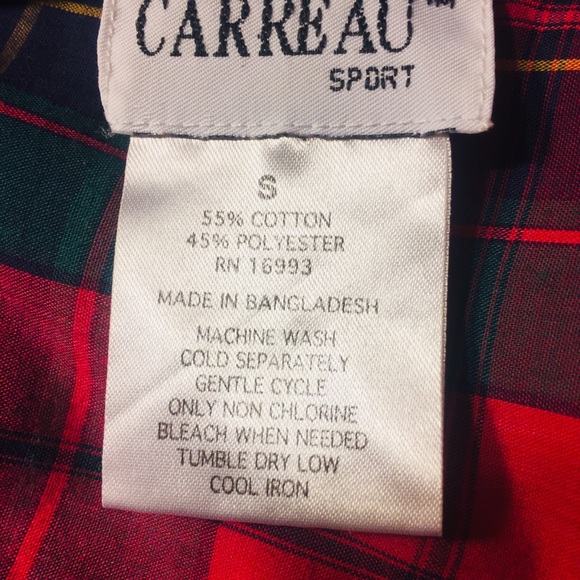 CARRE AU SPORT- Red/Green Plaid Button down Top-S - Picture 8 of 8